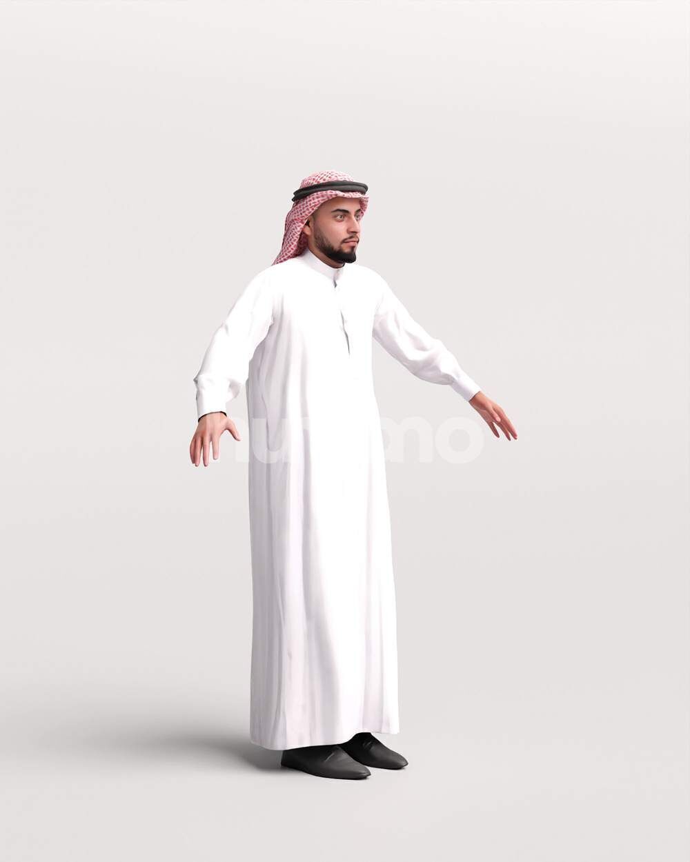Arab man rigged - different thobe colors - 067-6052 Low-poly 3D model_22