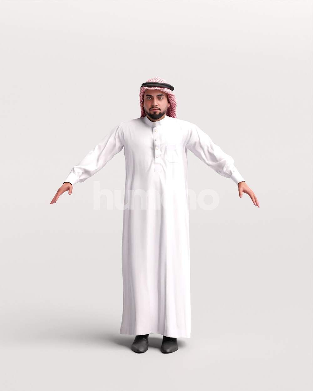 Arab man rigged - different thobe colors - 067-6052 Low-poly 3D model_7