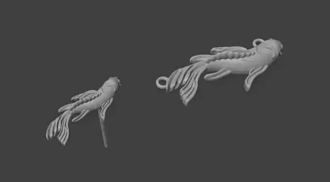 Juego de pendietes y colgante de Koi  3D print model