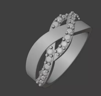 Anillo de grado con curvas y piedras  3D print model_0