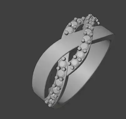 Anillo de grado con curvas y piedras  3D print model