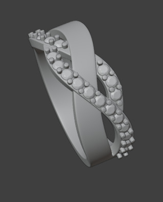 Anillo de grado con curvas y piedras  3D print model_2