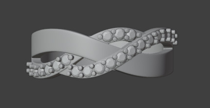Anillo de grado con curvas y piedras  3D print model_1