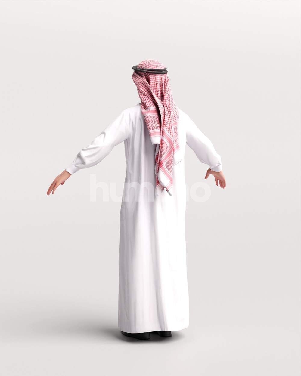 Arab man rigged - different thobe colors - 068-6052 Low-poly 3D model_14