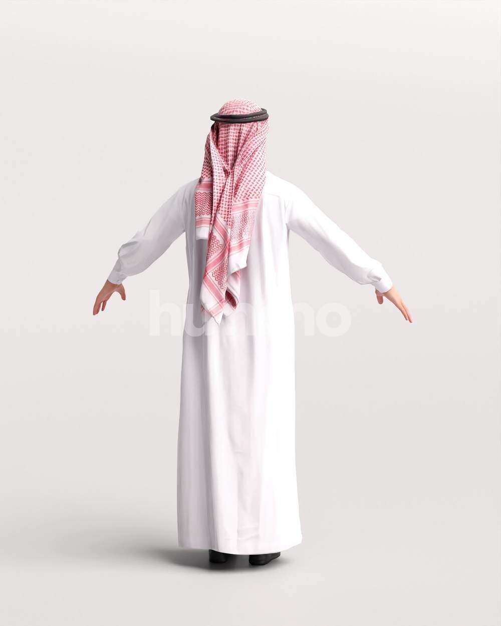 Arab man rigged - different thobe colors - 068-6052 Low-poly 3D model_16