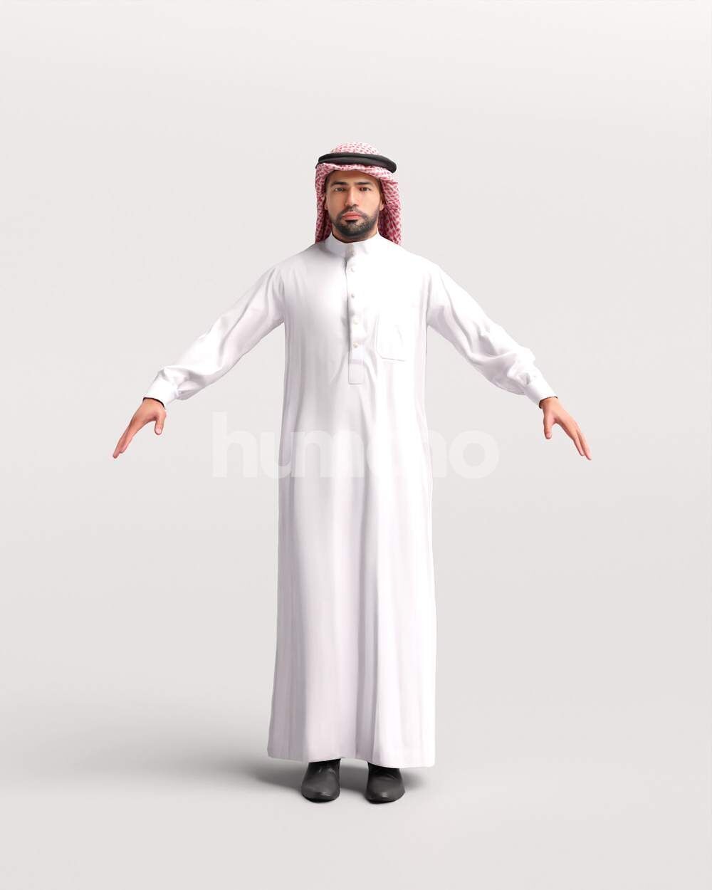 Arab man rigged - different thobe colors - 068-6052 Low-poly 3D model_7