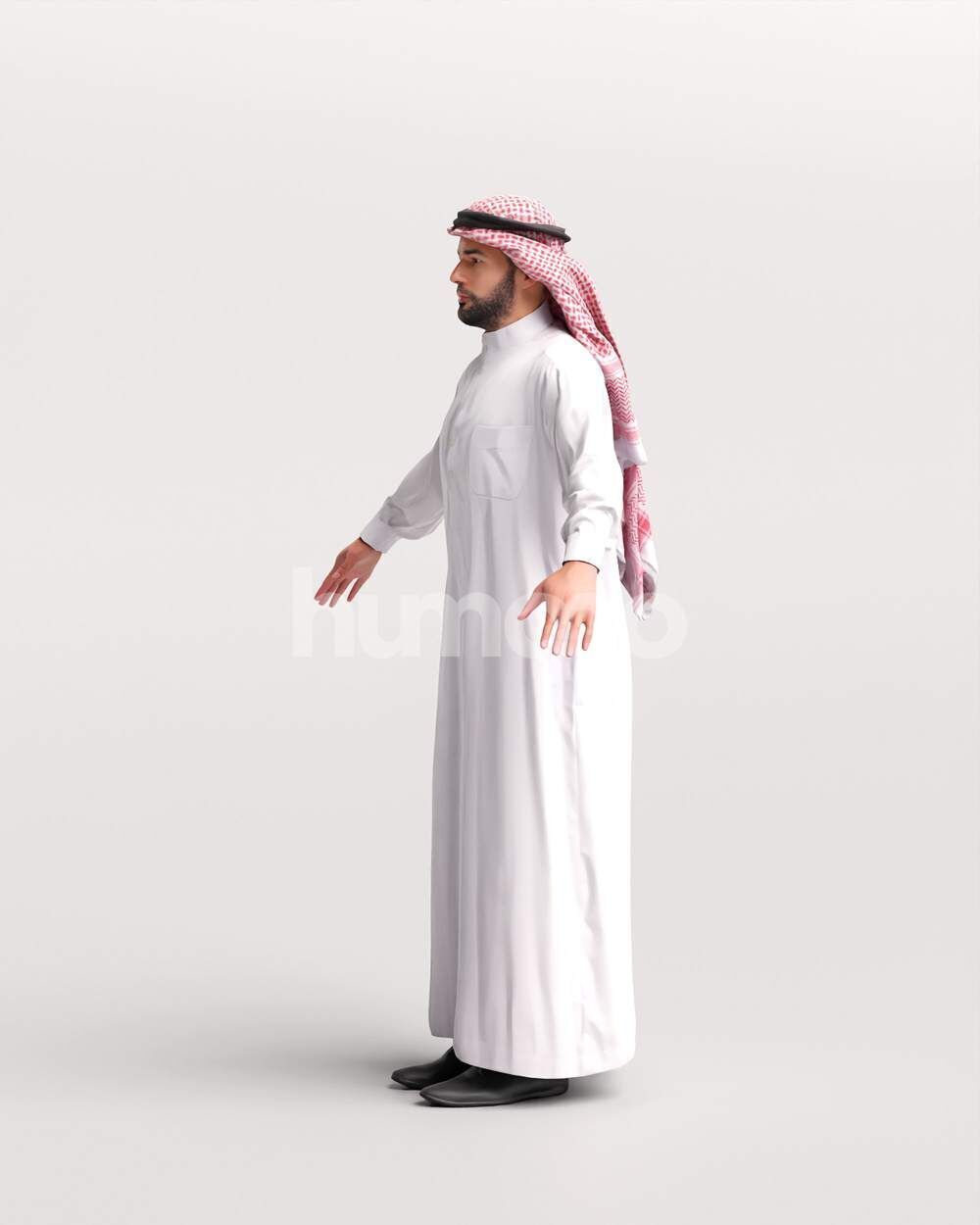 Arab man rigged - different thobe colors - 068-6052 Low-poly 3D model_10
