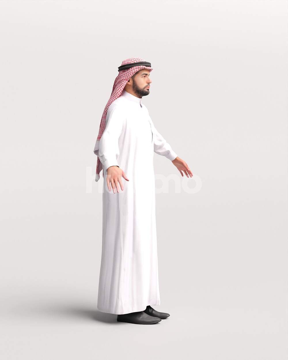 Arab man rigged - different thobe colors - 068-6052 Low-poly 3D model_21
