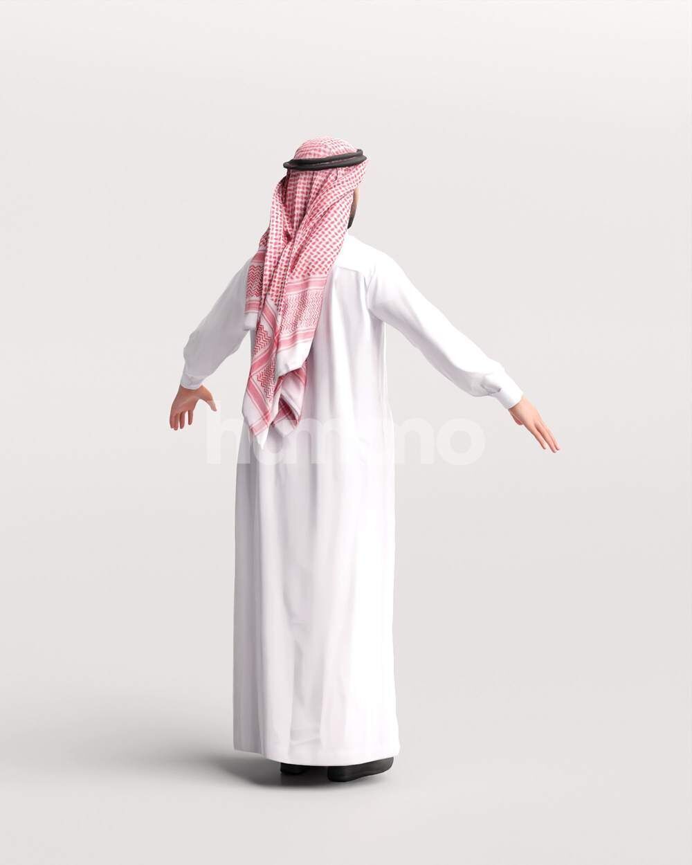 Arab man rigged - different thobe colors - 068-6052 Low-poly 3D model_17