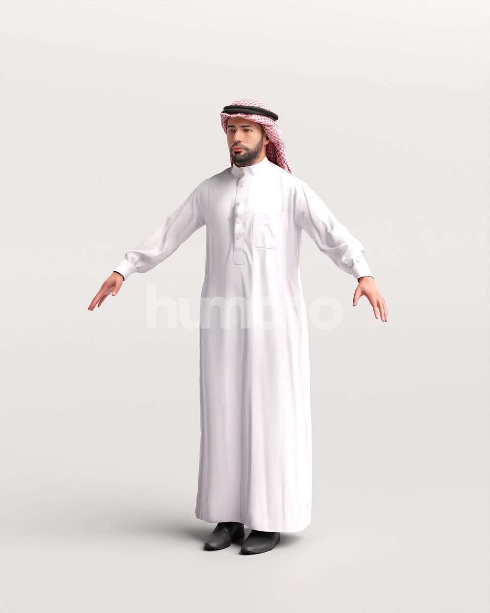 Arab man rigged - different thobe colors - 068-6052 Low-poly 3D model_8