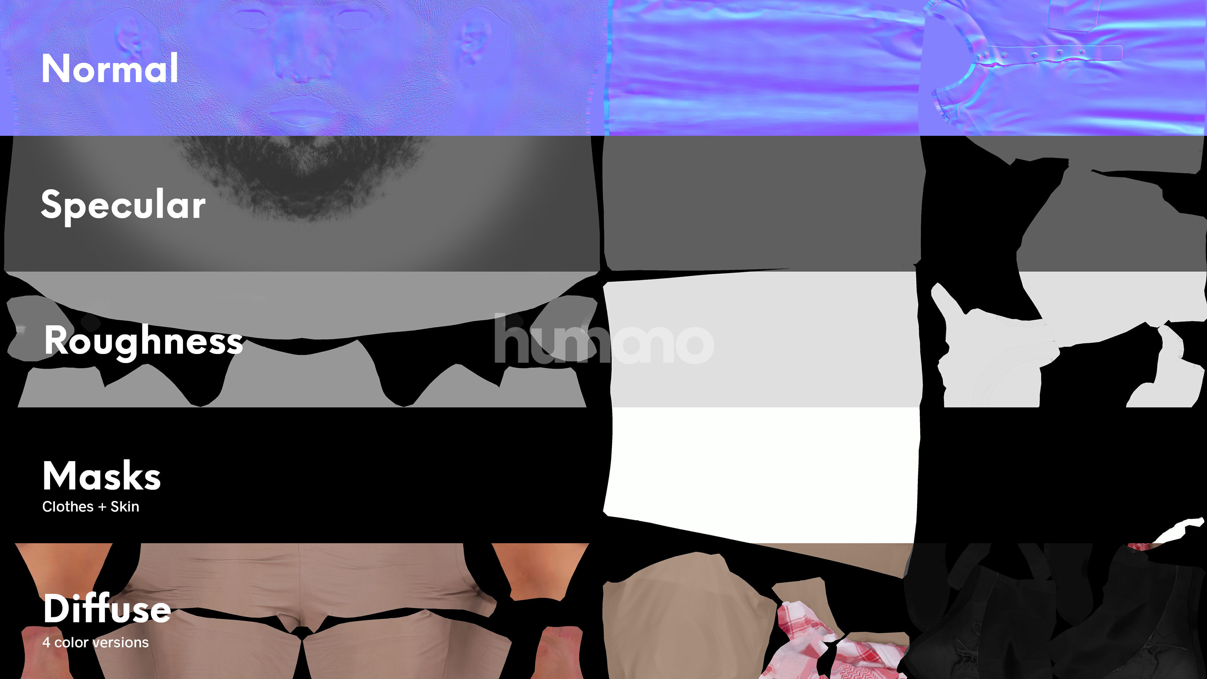 Arab man rigged - different thobe colors - 068-6052 Low-poly 3D model_5