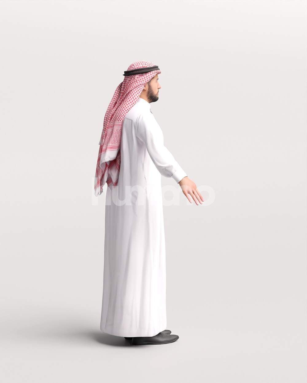 Arab man rigged - different thobe colors - 068-6052 Low-poly 3D model_19