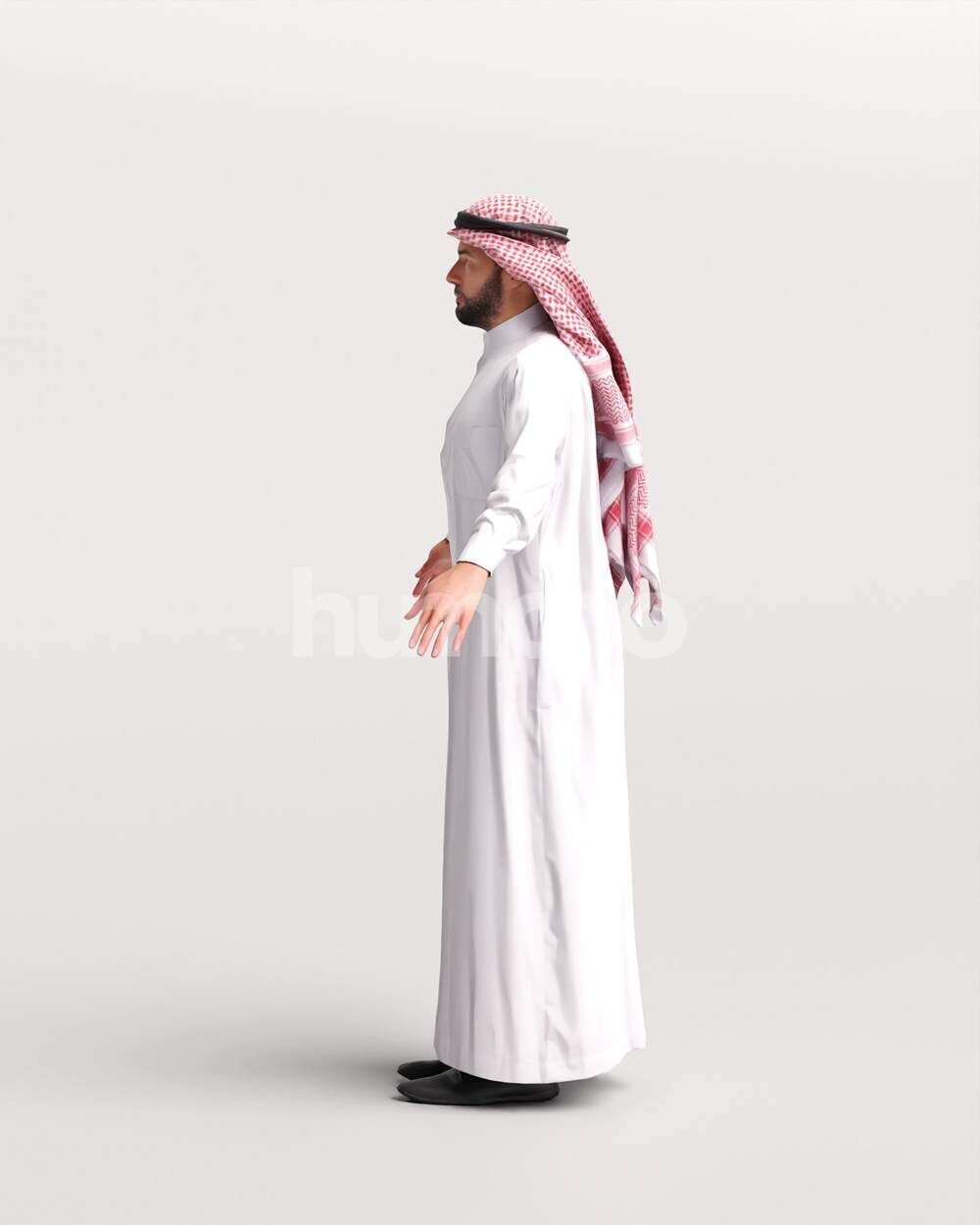 Arab man rigged - different thobe colors - 068-6052 Low-poly 3D model_11