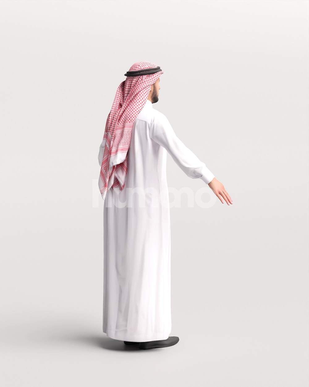 Arab man rigged - different thobe colors - 068-6052 Low-poly 3D model_18