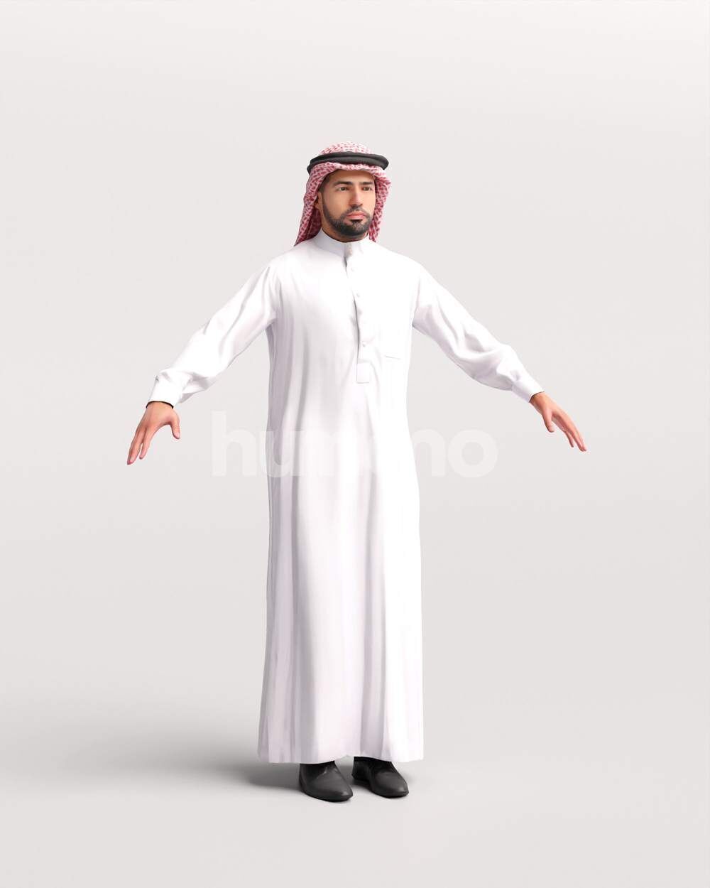 Arab man rigged - different thobe colors - 068-6052 Low-poly 3D model_6