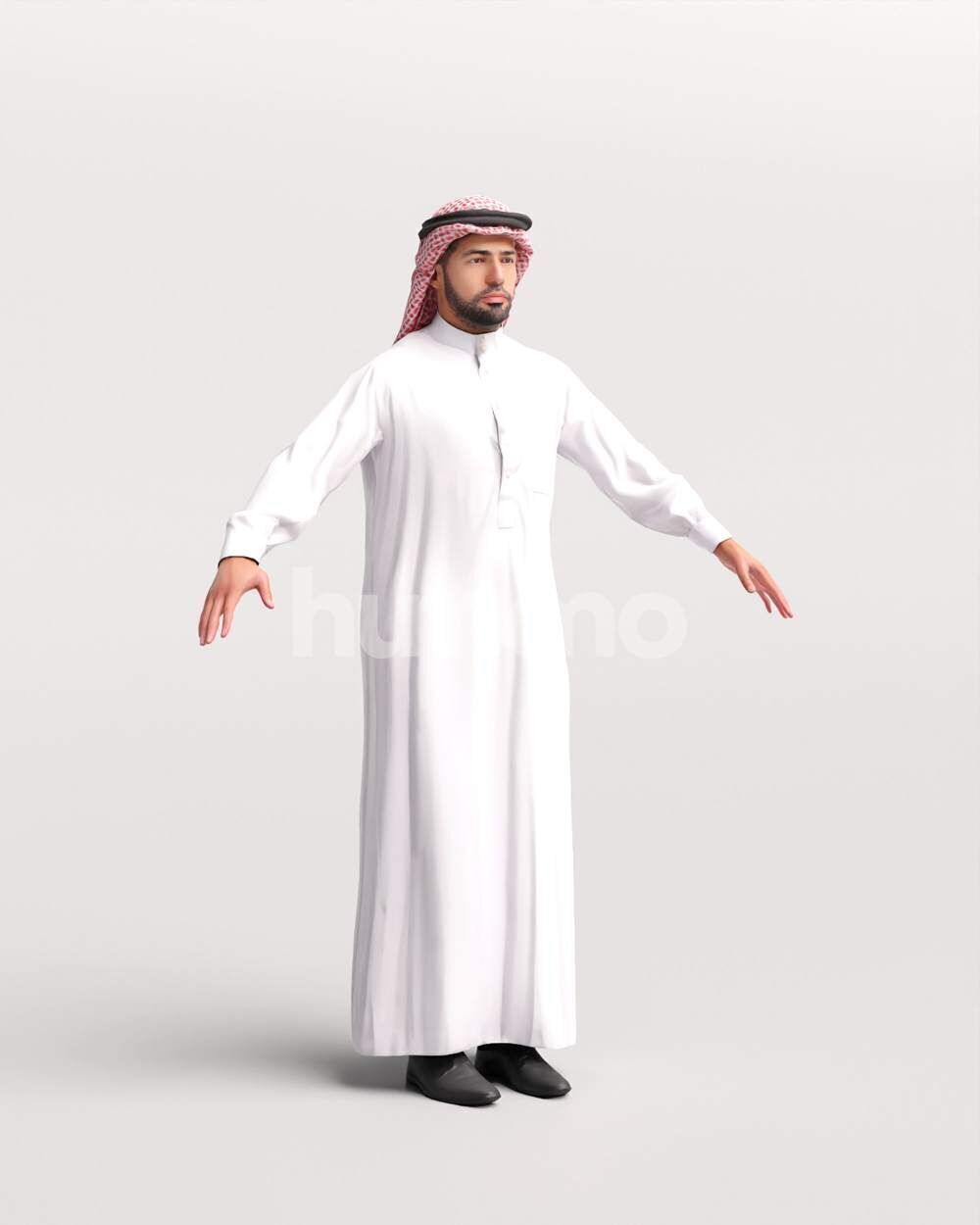 Arab man rigged - different thobe colors - 068-6052 Low-poly 3D model_23