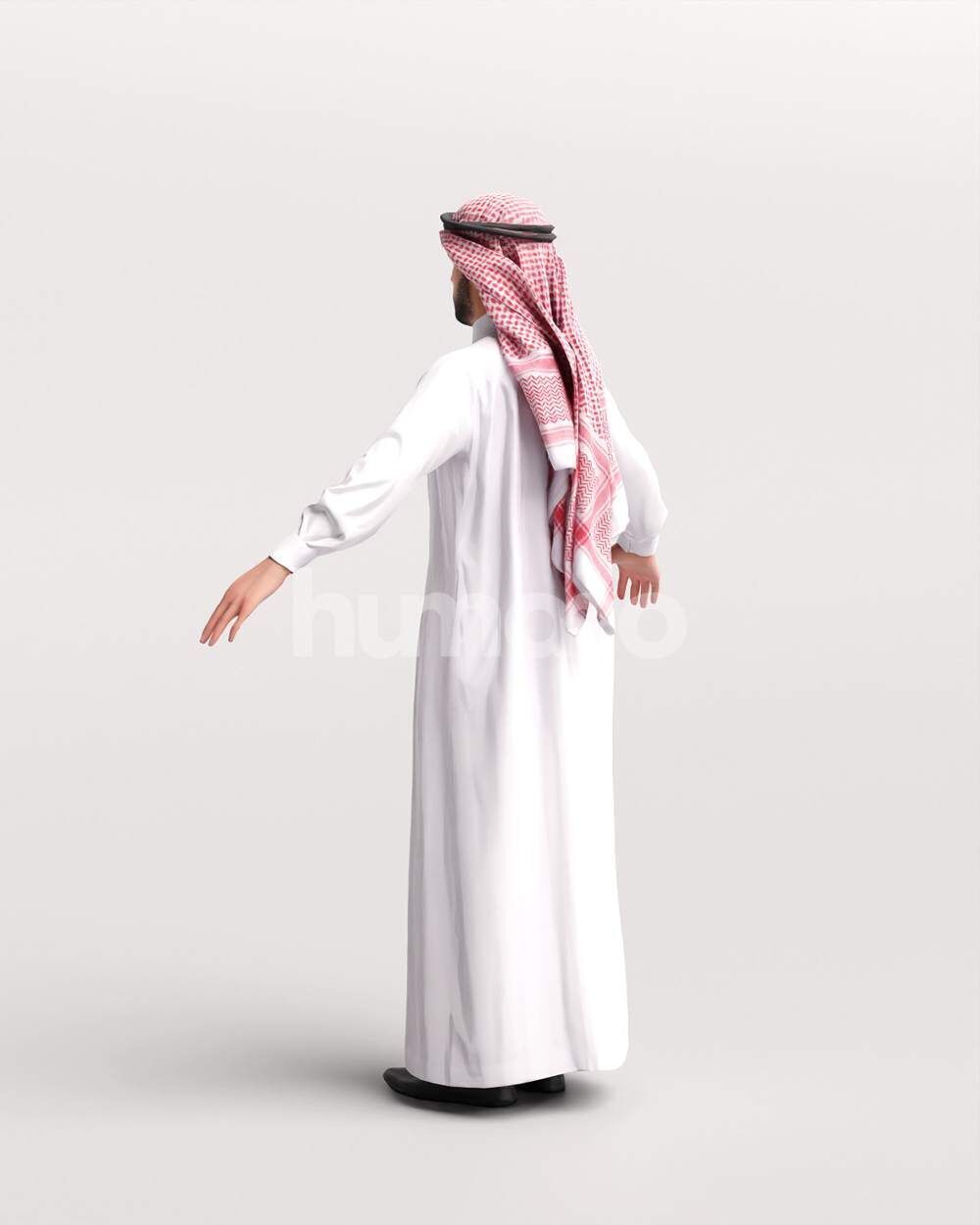 Arab man rigged - different thobe colors - 068-6052 Low-poly 3D model_13