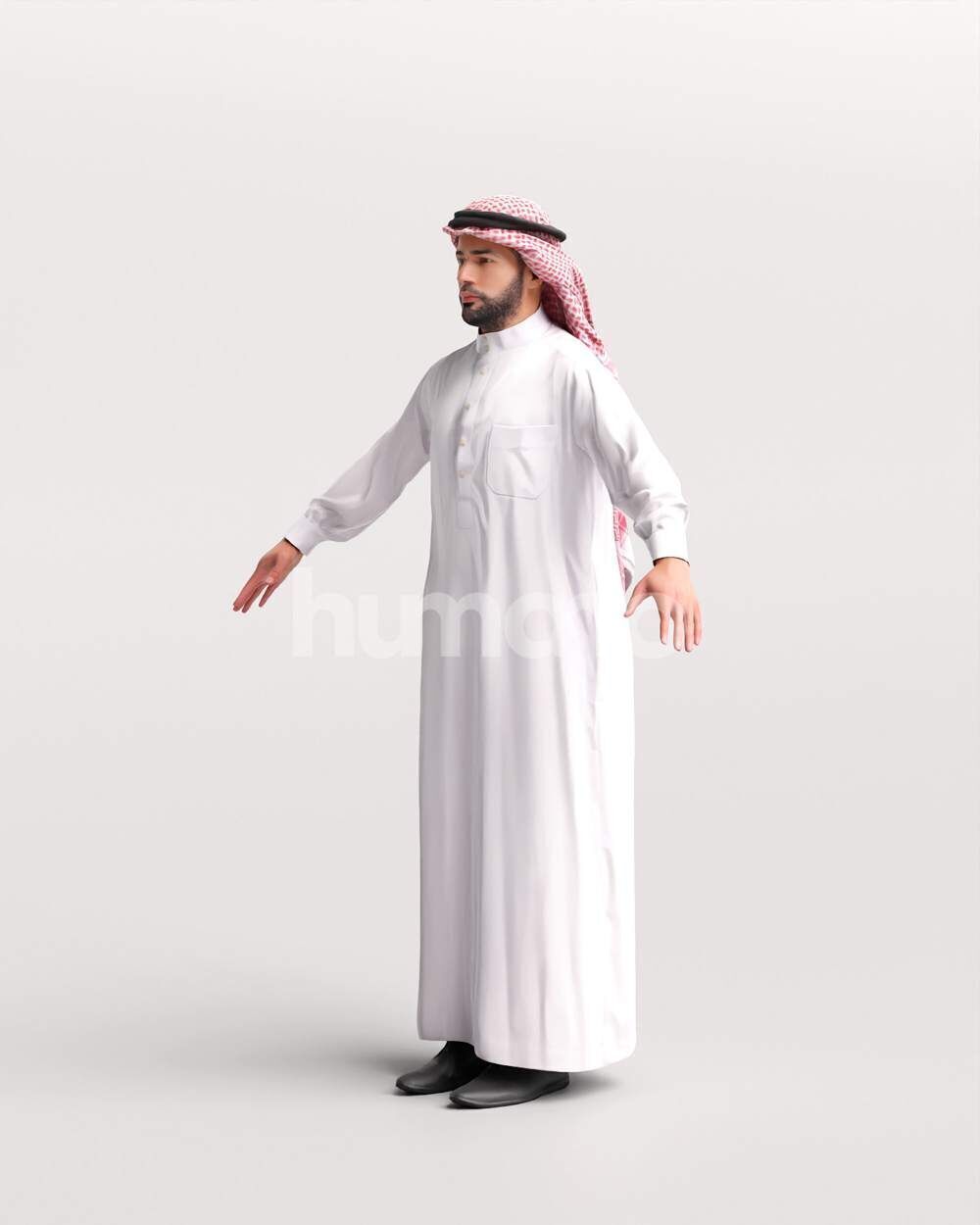 Arab man rigged - different thobe colors - 068-6052 Low-poly 3D model_9