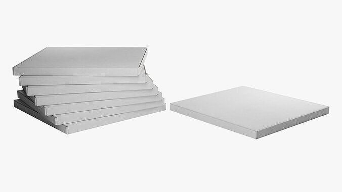 12 inch White Paper Pizza Box 3D model 7