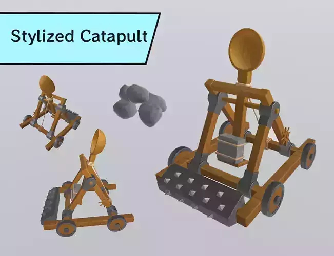 Stylized Medieval Catapult Stoning Vehicle