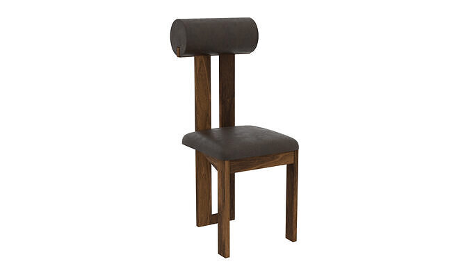 Dining Chair 3D model wood and Leather 3D model