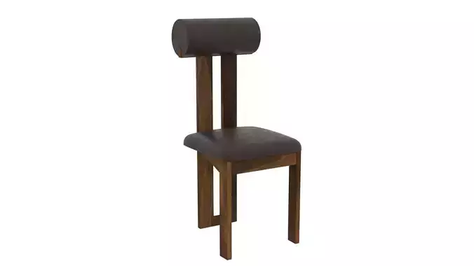 Dining Chair 3D model wood and Leather
