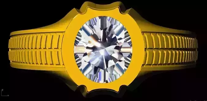 Oval Stone Ring 3dm file