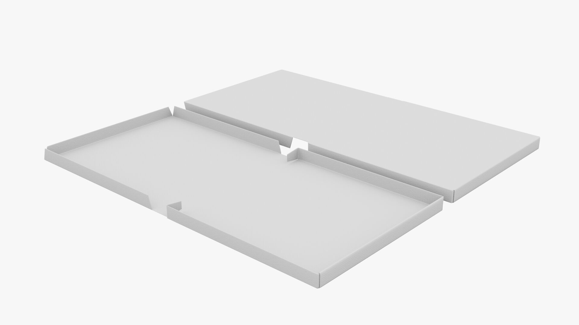 12 inch White Paper Full Open Pizza Box 3D model_13