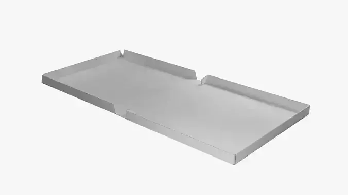 12 inch White Paper Full Open Pizza Box 3D model
