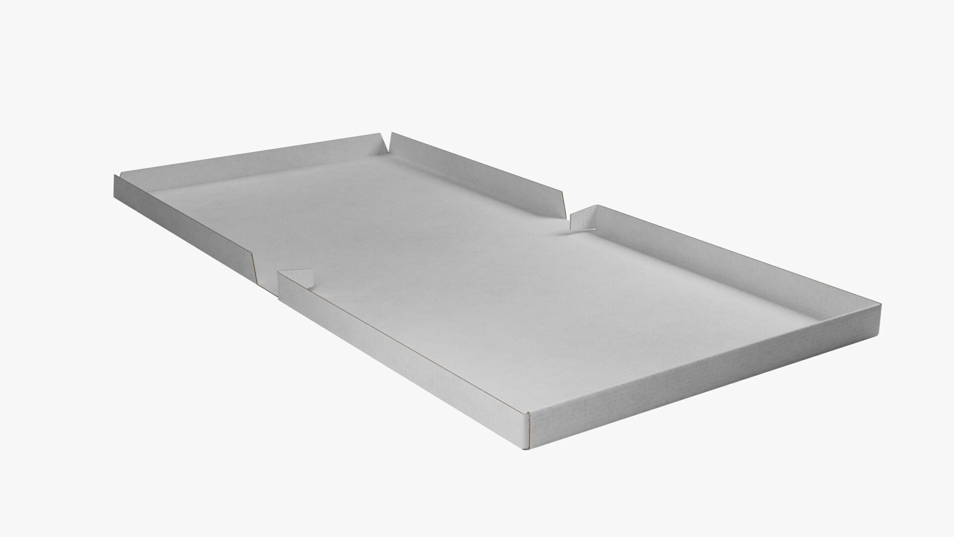 12 inch White Paper Full Open Pizza Box 3D model_3