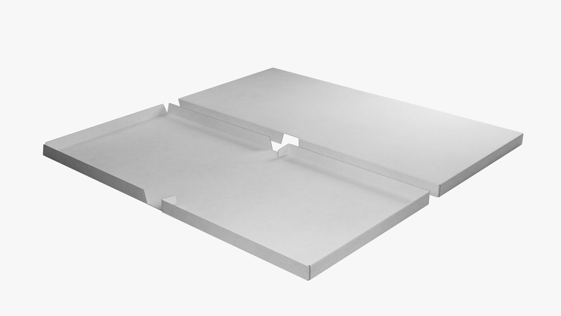 12 inch White Paper Full Open Pizza Box 3D model_7