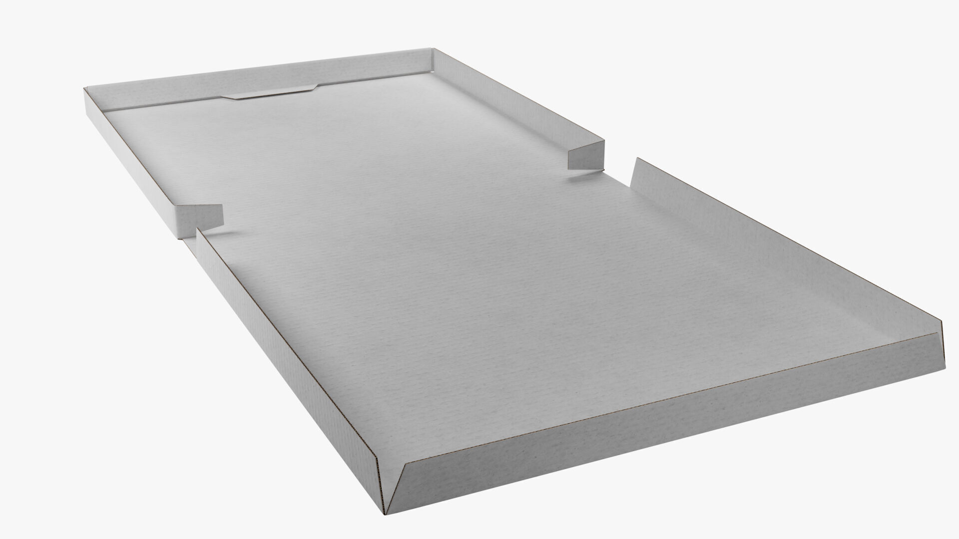 12 inch White Paper Full Open Pizza Box 3D model_4