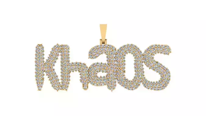 Khaos Iced-Out Diamond Name Pendant 3D print model