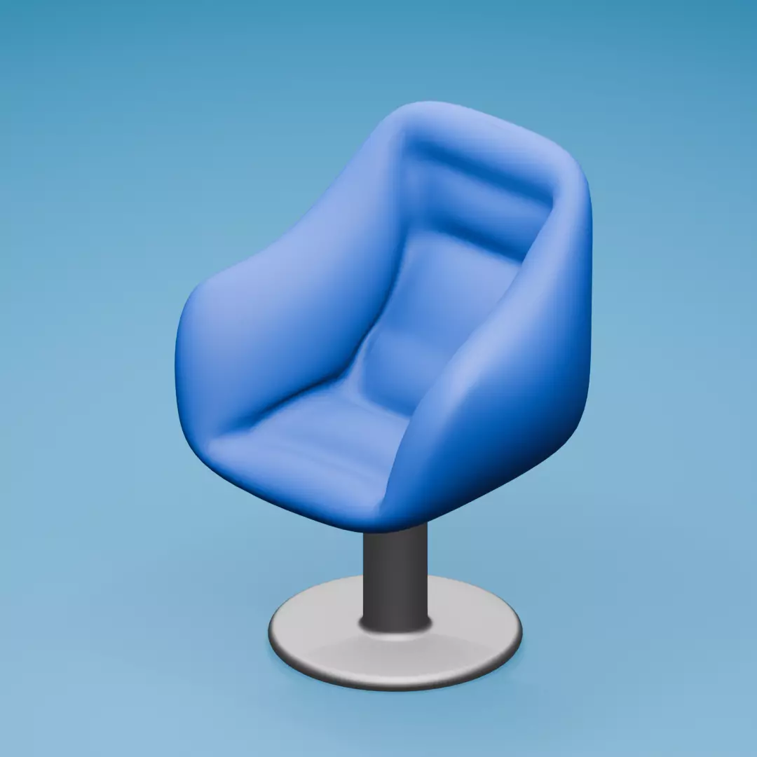 Blue Chair Low-poly 3D model_0
