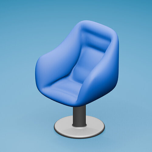 Blue Chair Low-poly 3D model