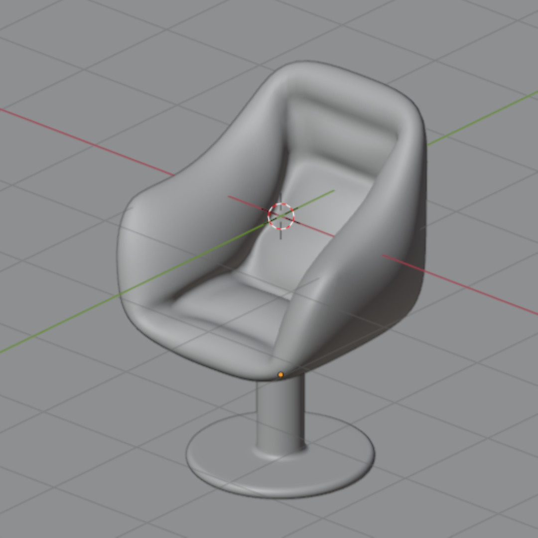 Blue Chair Low-poly 3D model_1