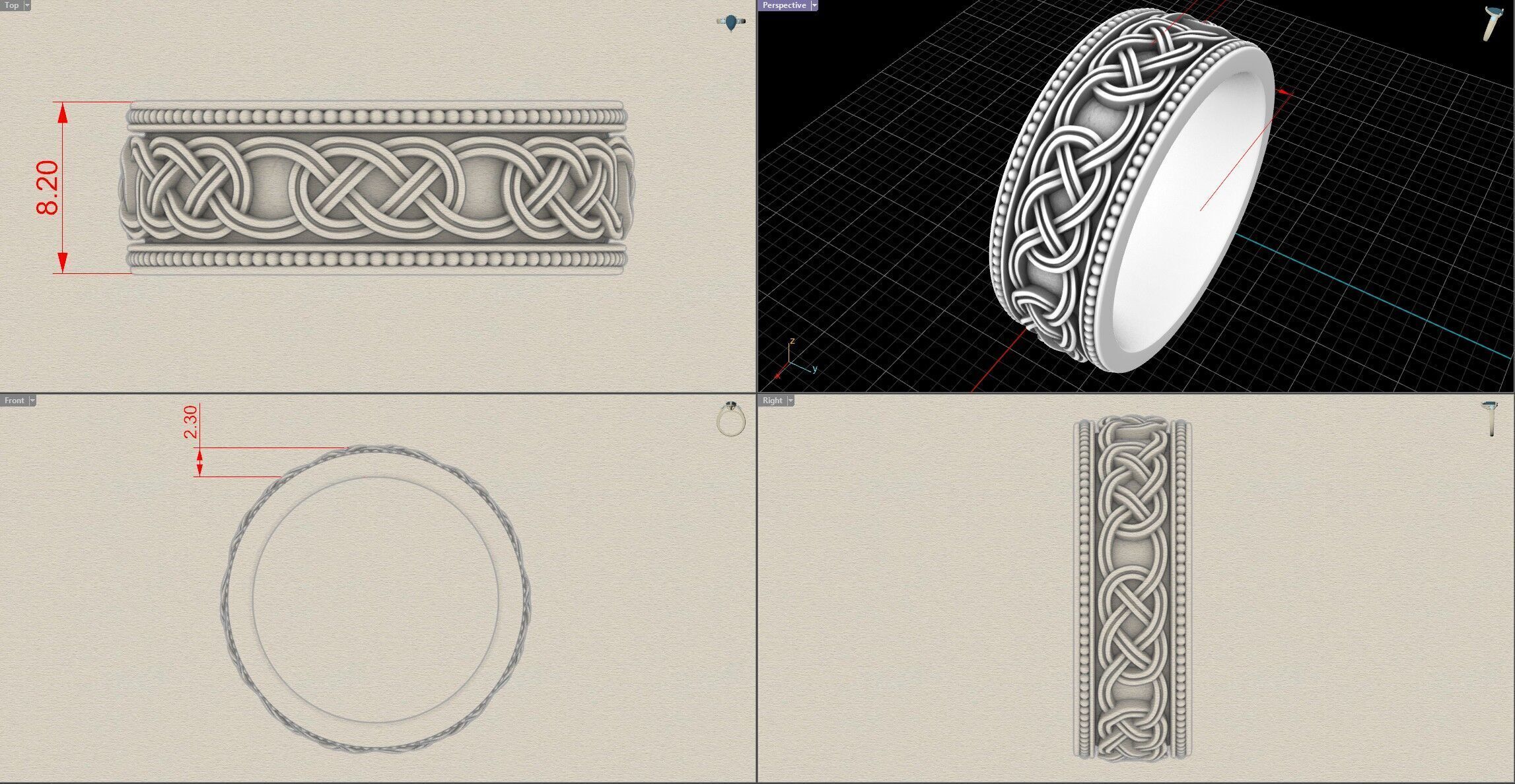 Celtic Traditional Nordic Pattern Viking Band 3D print model_6