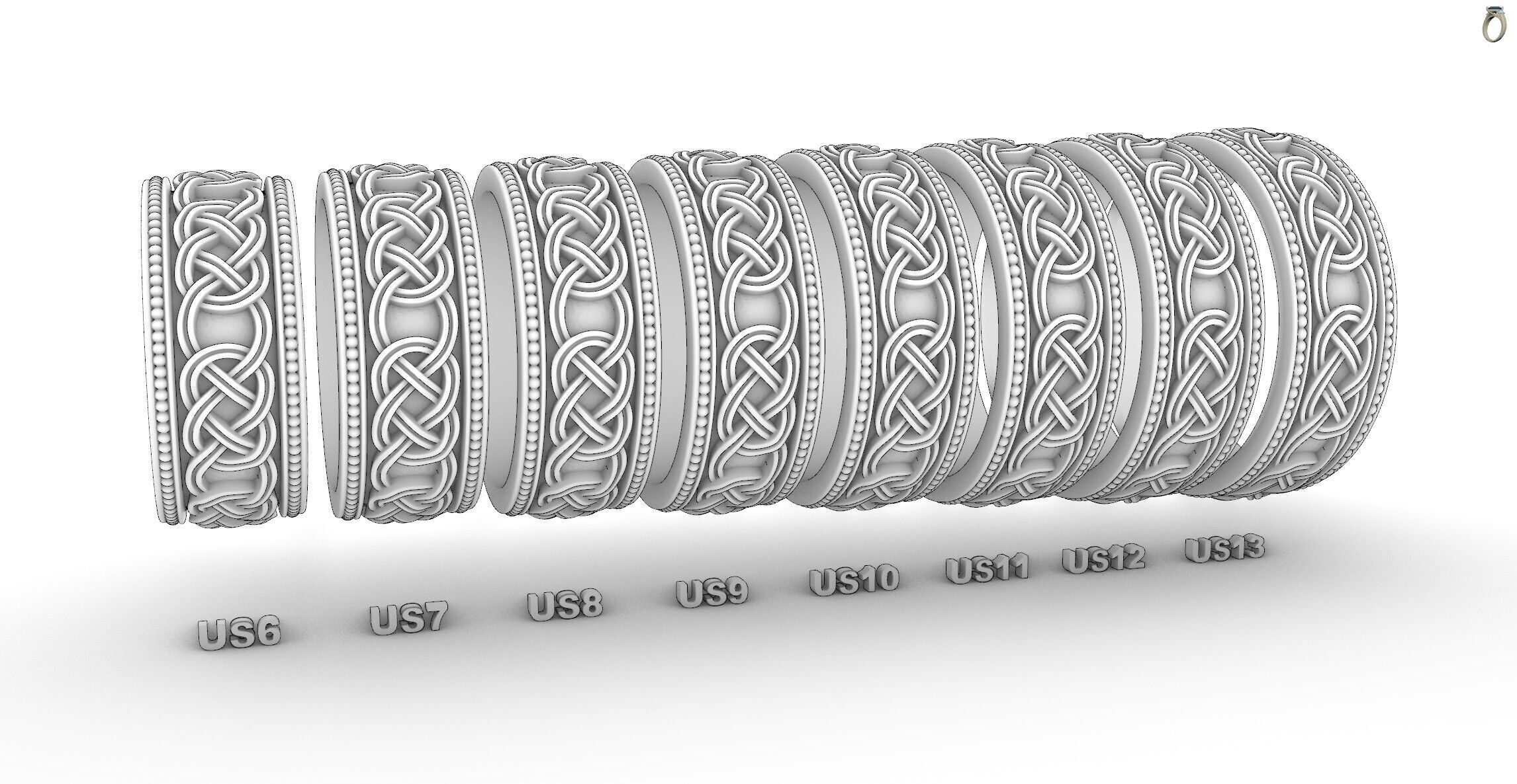 Celtic Traditional Nordic Pattern Viking Band 3D print model_7