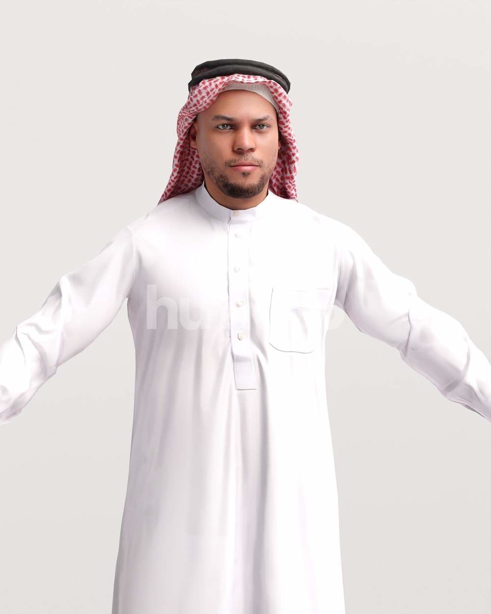 9 Arab rigged models -  different thobe and abaya colors 3D Model Collection_21