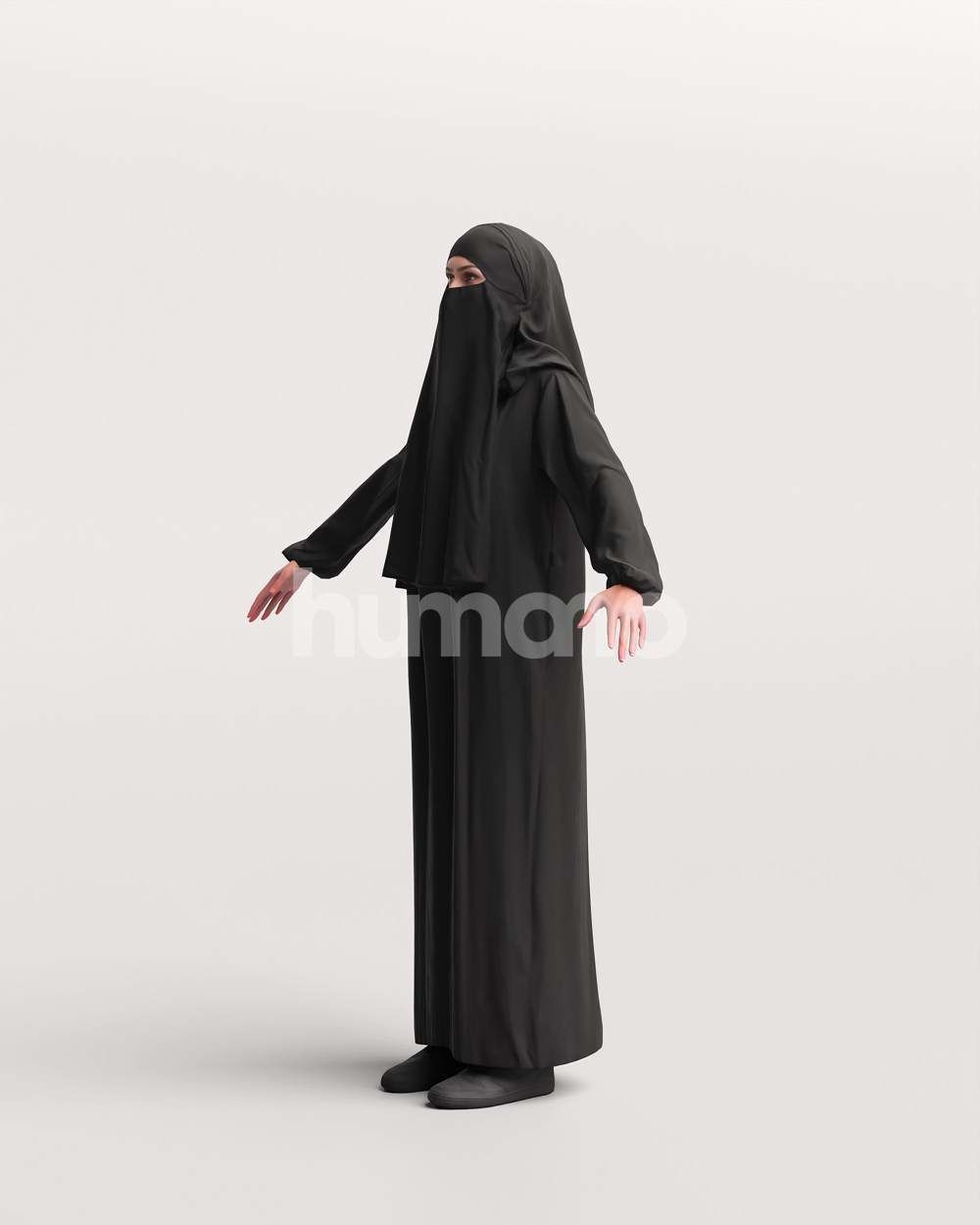 9 Arab rigged models -  different thobe and abaya colors 3D Model Collection_55