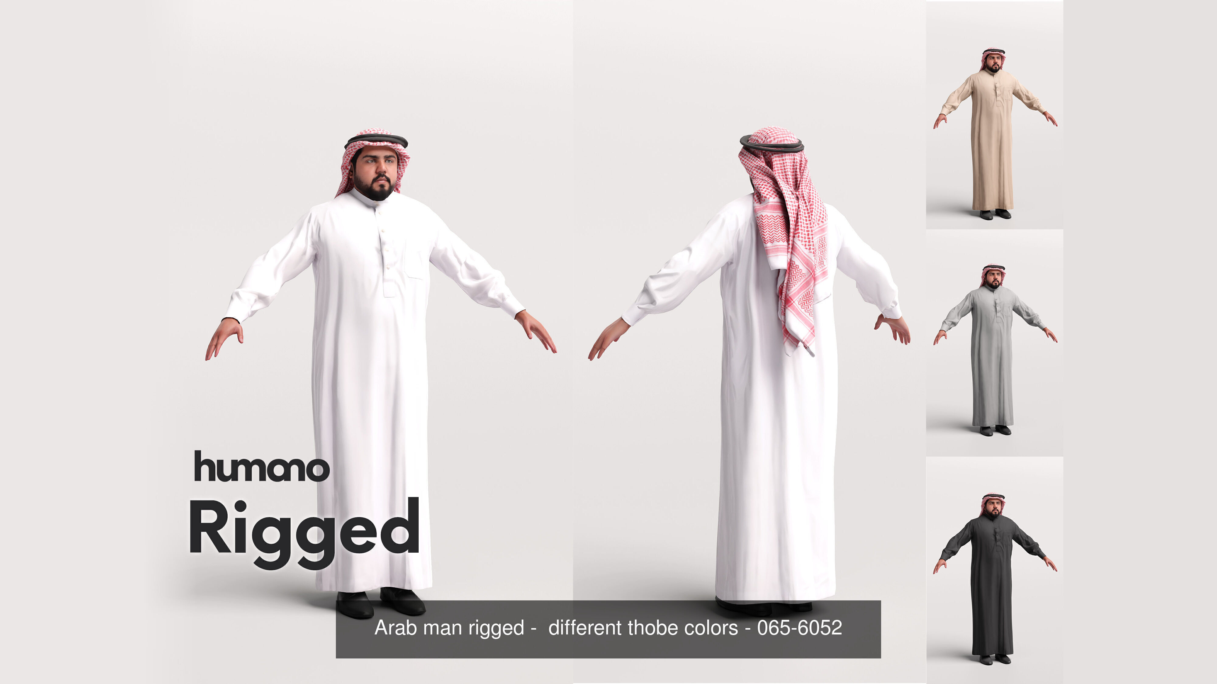 9 Arab rigged models -  different thobe and abaya colors 3D Model Collection_4