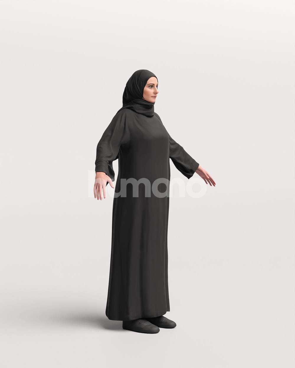 9 Arab rigged models -  different thobe and abaya colors 3D Model Collection_60