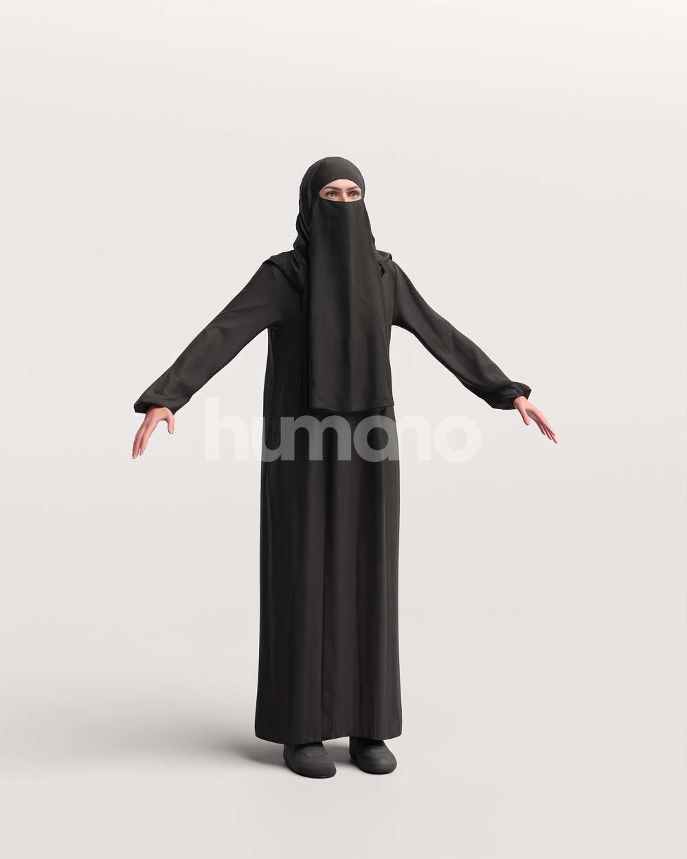 9 Arab rigged models -  different thobe and abaya colors 3D Model Collection_52