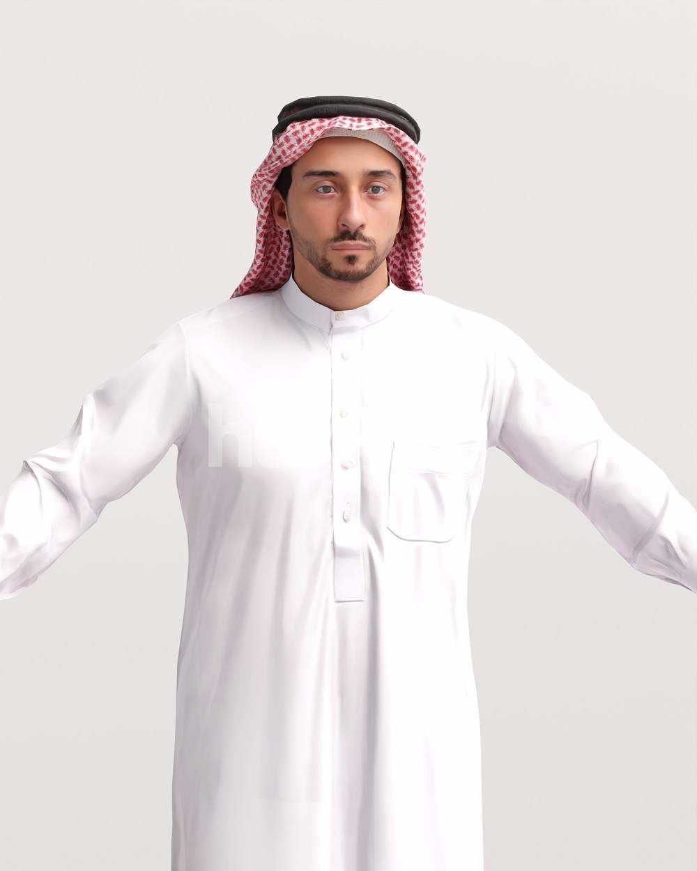 9 Arab rigged models -  different thobe and abaya colors 3D Model Collection_14