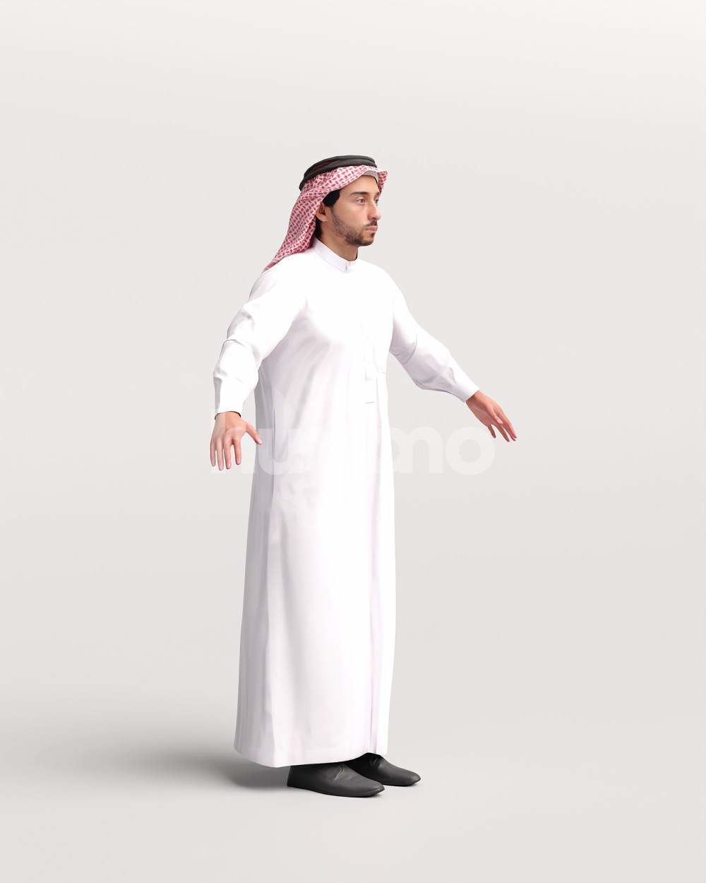 9 Arab rigged models -  different thobe and abaya colors 3D Model Collection_11