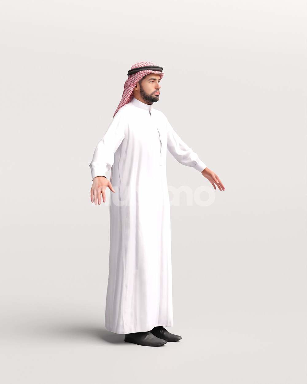9 Arab rigged models -  different thobe and abaya colors 3D Model Collection_32