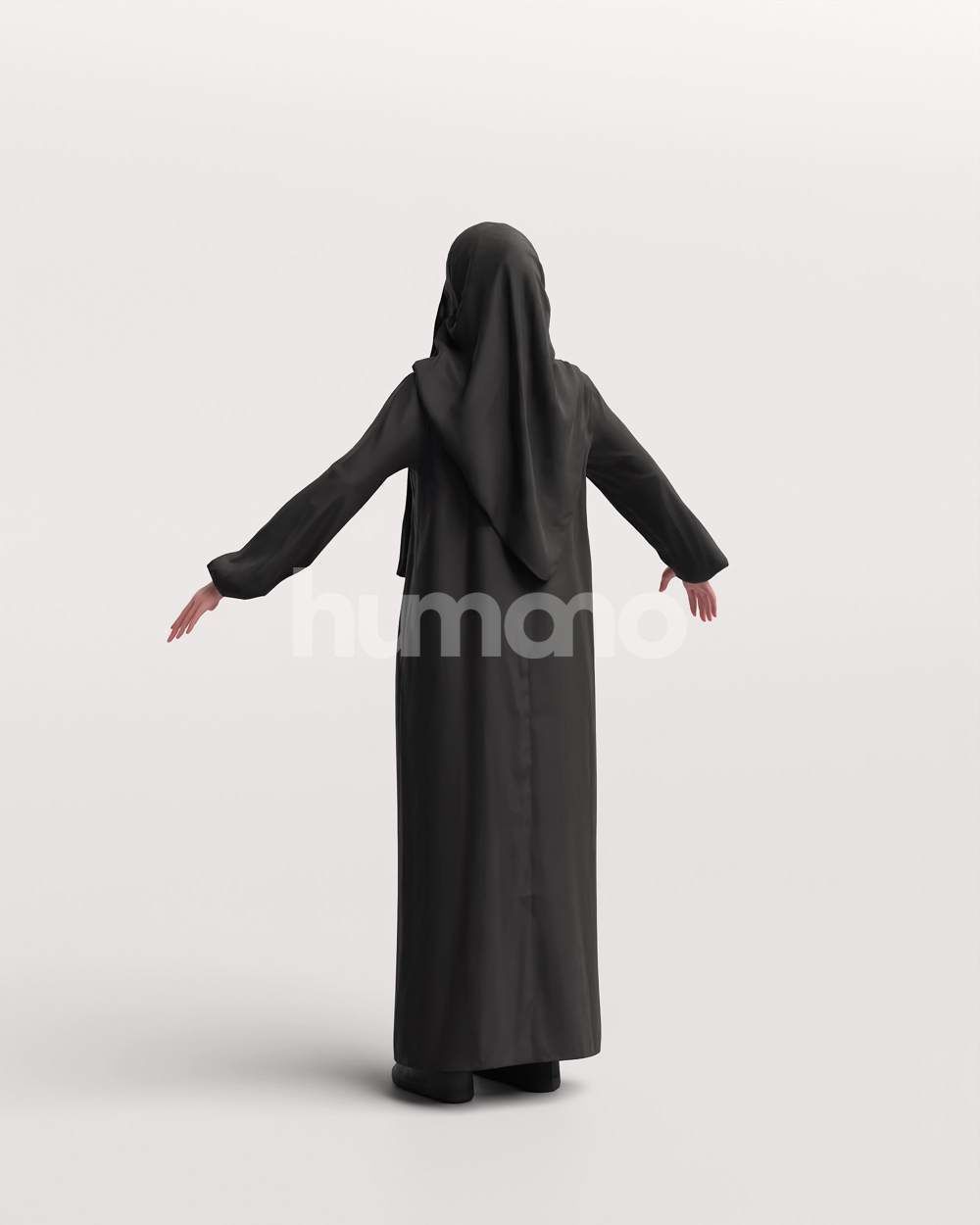 9 Arab rigged models -  different thobe and abaya colors 3D Model Collection_54