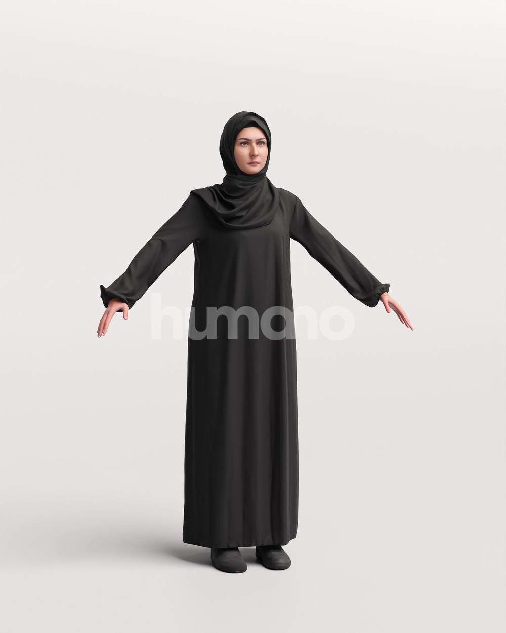 9 Arab rigged models -  different thobe and abaya colors 3D Model Collection_66