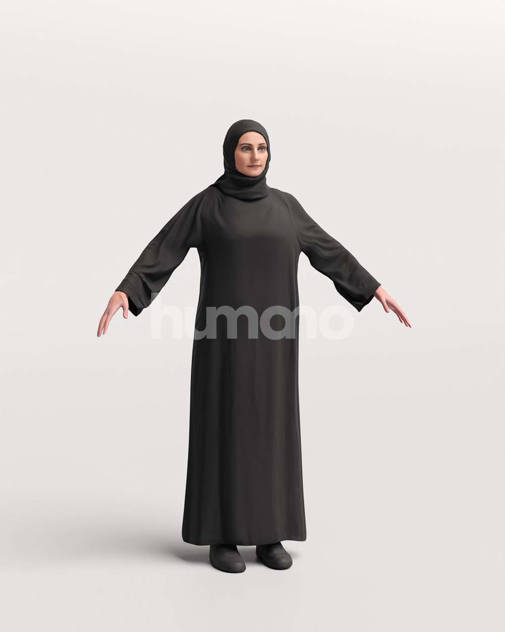 9 Arab rigged models -  different thobe and abaya colors 3D Model Collection_59