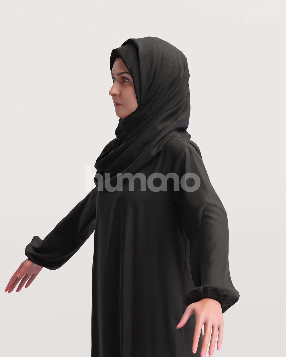 9 Arab rigged models -  different thobe and abaya colors 3D Model Collection_71